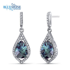 Silver Alexandrite and CZ Earrings