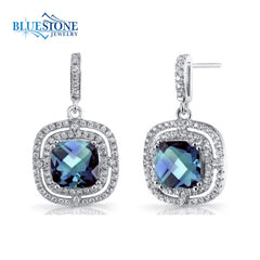 Silver Alexandrite and CZ Earrings