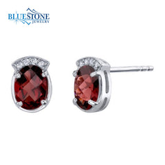 Silver Garnet and CZ Earrings