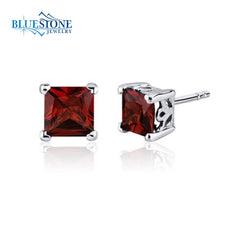 Sterling Silver 6mm Garnet Stud Earrings