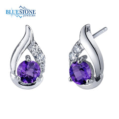 Silver Amethyst and CZ Earrings