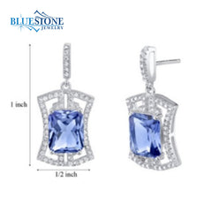 Sterling Silver Tanzanite and CZ Earrings