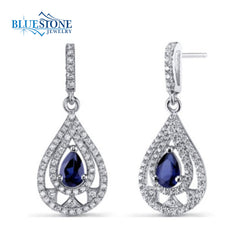 Silver Earrings with Sapphire and CZs