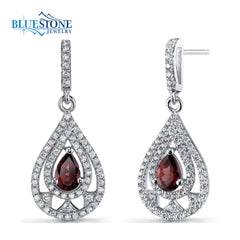 Silver Earrings with Garnet and CZs