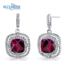 Silver Ruby and CZ Earrings