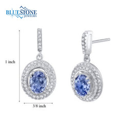 Silver Tanzanite and CZ Earrings