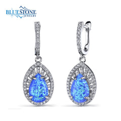 Silver Earrings with Opals and CZs