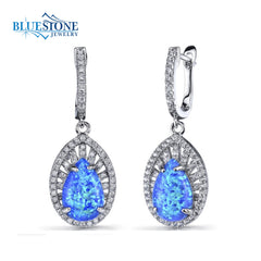 Silver Earrings with Opals and CZs