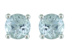 14 Karat Yellow Gold Aquamarine Stud Earrings