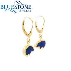 14 Karat Yellow Gold Lever Back Earrings with Lapis Bears