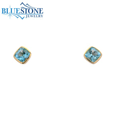 14 Karat Yellow Gold Earrings with Blue Topazes