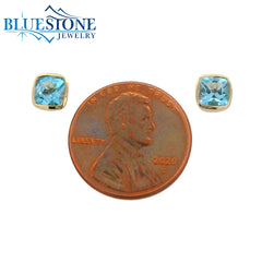 14 Karat Yellow Gold Earrings with Blue Topazes