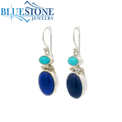 Sterling Silver Turquoise and Lapis French Wire Earrings