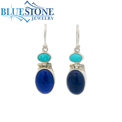 Sterling Silver Turquoise and Lapis French Wire Earrings