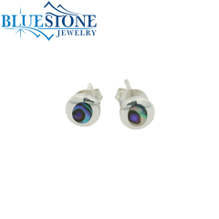 Silver Abalone Stud Earrings -6mm