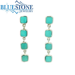 Sterling Silver Square Cascading Turquoise Post Earrings