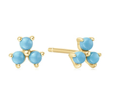 14K Gold Plated Created Turquoise Stud Earrings