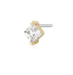 14K Yellow Gold Flat Back Earring with White Sapphire