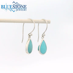 Sterling Silver Wire Earrings with Pear Cut Turquoise
