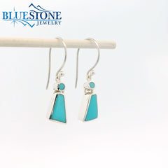 Sterling Silver Wire Earrings w/ Various Shaped Turquoise