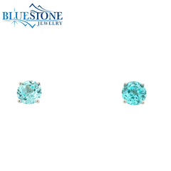 14 Karat White Gold Paraiba Tourmaline Stud Earrings - 6mm