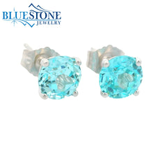 14 Karat White Gold Paraiba Tourmaline Stud Earrings - 6mm