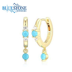 14kt Gold Plated Huggy Earrings with Turquoise & CZs