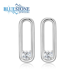 Silver Paperclip Earrings with CZs