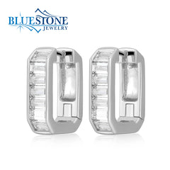 Silver Huggy Earrings with CZs