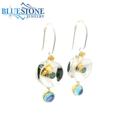 Silver & Gold Reversible Earrings with Amethysts and Topaz