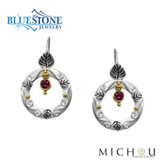 Silver & Gold Earrings with Garnets
