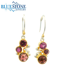 Silver and Gold Garnet Earrings