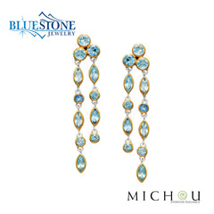 Silver & Gold Earrings with Topaz