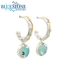 Silver & Gold Earrings with Amazonite