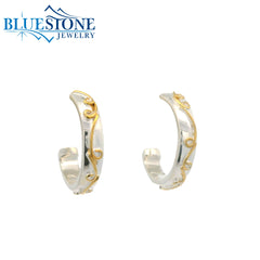 Silver & Gold Earrings with Amazonite