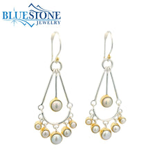 Silver & Gold Earrings with Pearls