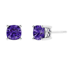 Sterling Silver Amethyst Stud Earrings