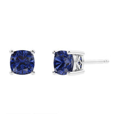 Sterling Silver Created Sapphire Stud Earrings