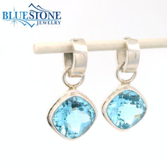 Sterling Silver Blue Topaz Huggie Earrings