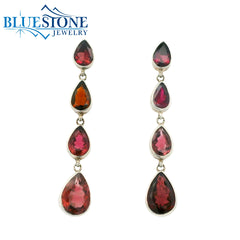 Sterling Silver Pink Tourmaline Earrings - 2"