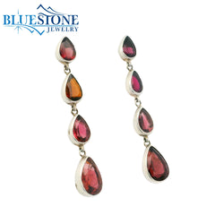 Sterling Silver Pink Tourmaline Earrings - 2"