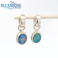 Small Sterling Silver Huggy Earrings w/ Australian Opals