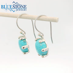 Sterling Silver Turquoise Earrings w/ 12 Prongs