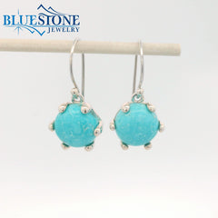 Sterling Silver Turquoise Earrings w/ 12 Prongs