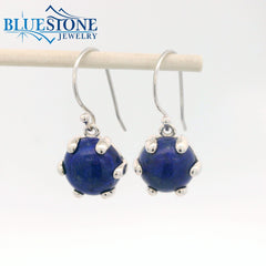 Sterling Silver Lapis Lazuli Earrings w/ 12 Prongs