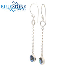Sterling Silver Abalone Chain Wire Earrings