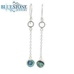 Sterling Silver Abalone Chain Wire Earrings