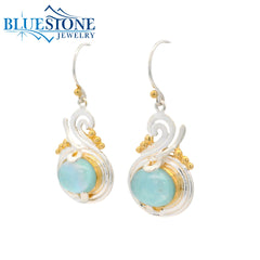 Silver & Gold Earrings with Amazonite Gemstones