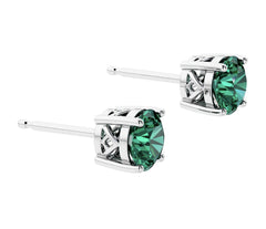 Sterling Silver Emerald Stud Earrings
