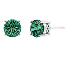 Sterling Silver Emerald Stud Earrings